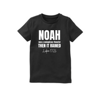Noah was a conspiracy theorist and then it rained T-shirt zwart